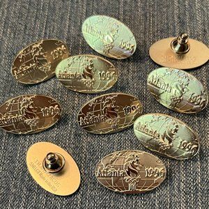 Lot of 10 Balfour Olympic Pins ~ World Globe ~ Silver Tone ~ Atlanta 1996